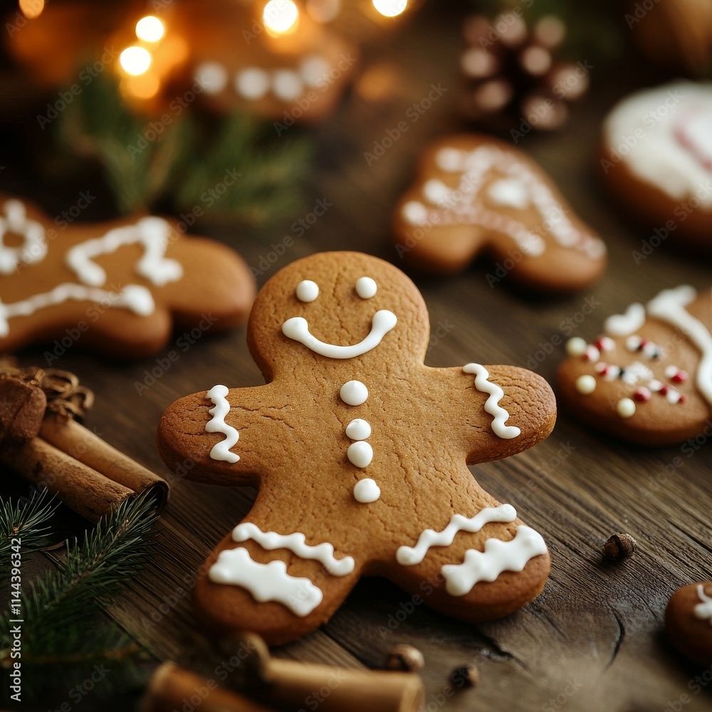 Fototapeta premium Gingerbread man cookie dessert.