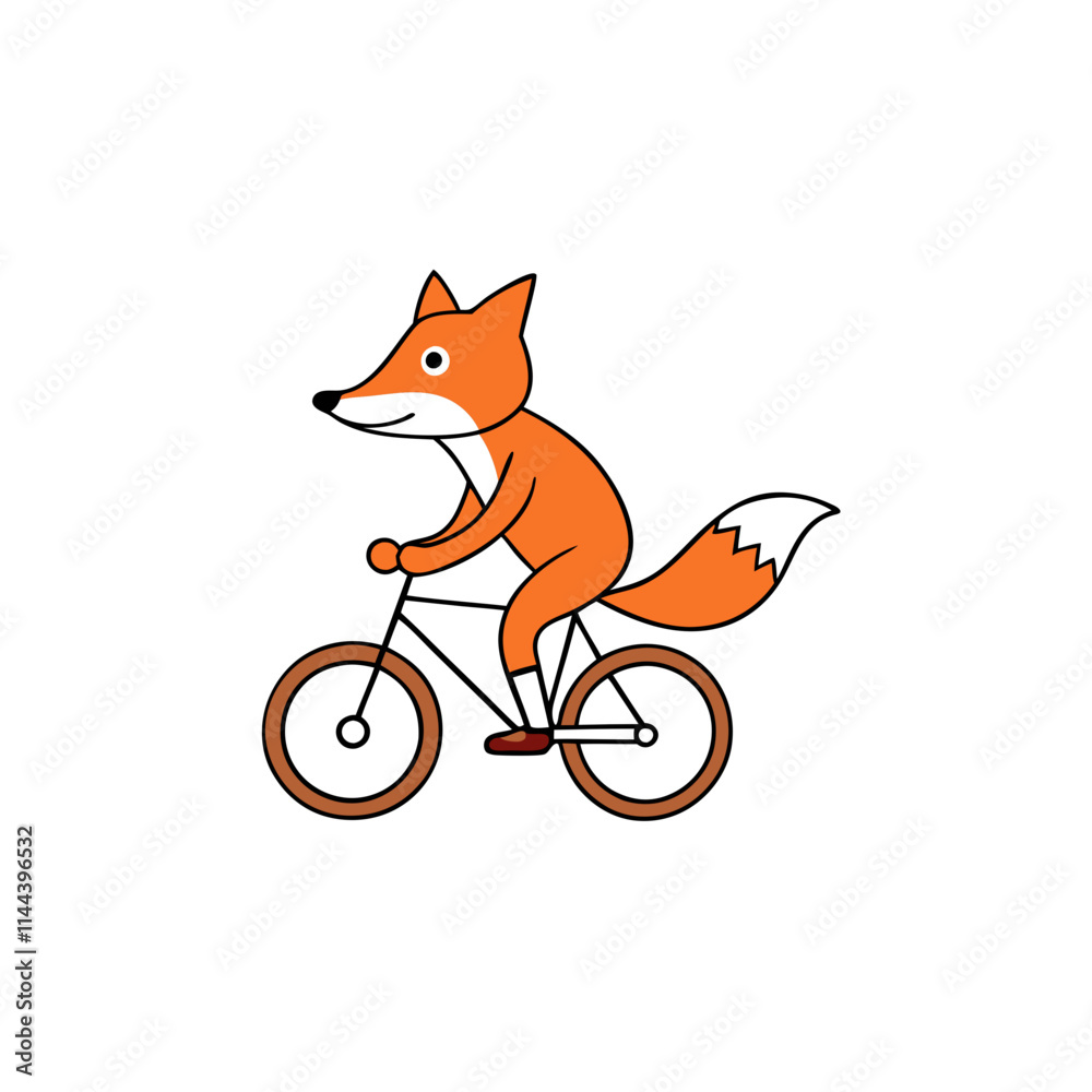 Obraz premium fox riding a bicycle
