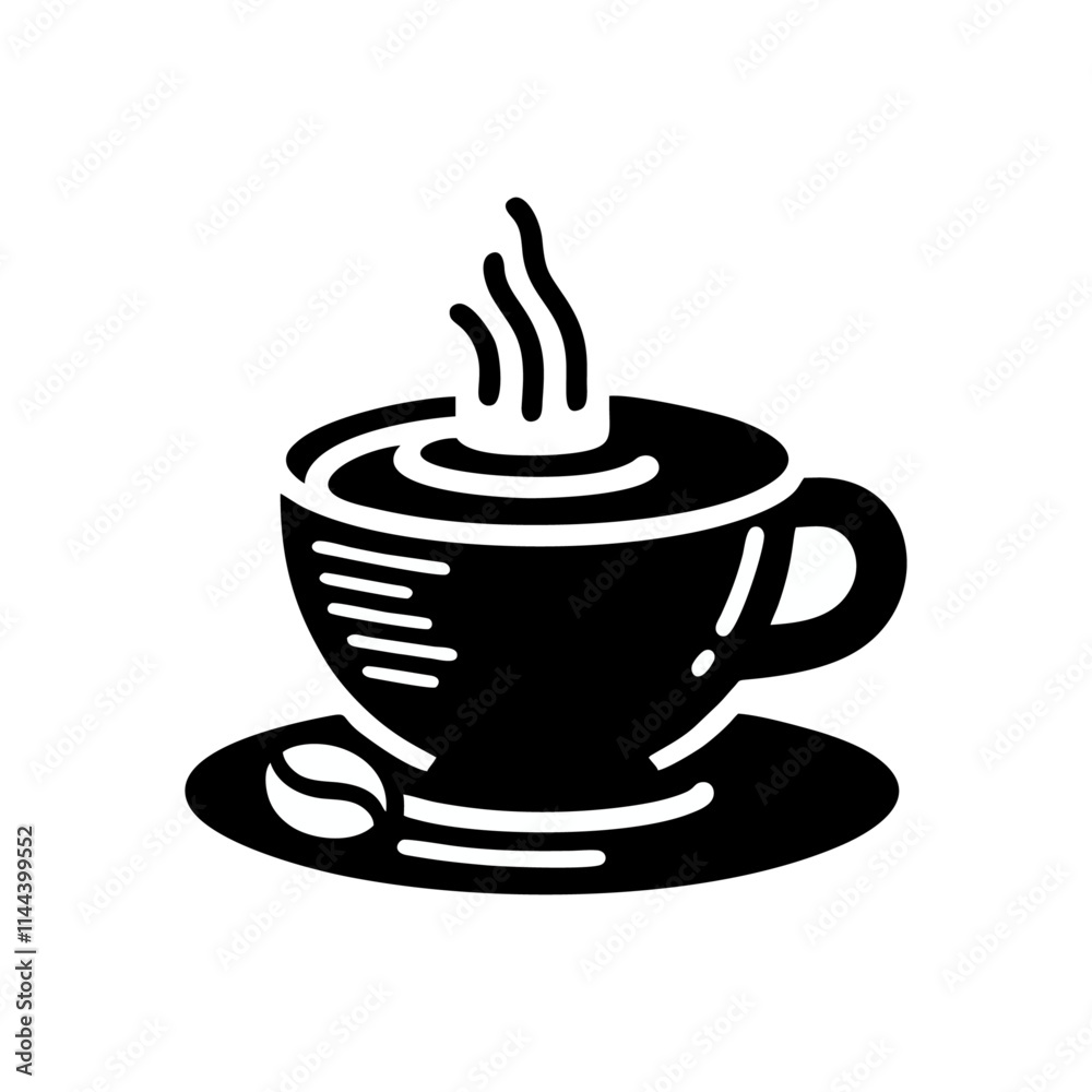 Coffee silhouette logo icon black white design Coffee silhouette logo icon black white design