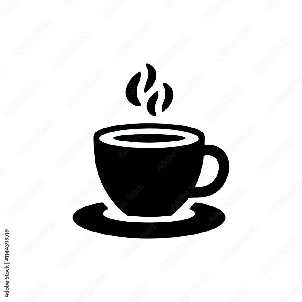 Coffee silhouette logo icon black white design Coffee silhouette logo icon black white design