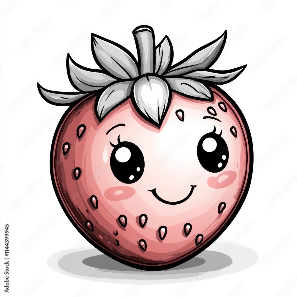 Cute cartoon strawberry with a smiling face. Cute cartoon strawberry with a smiling face.