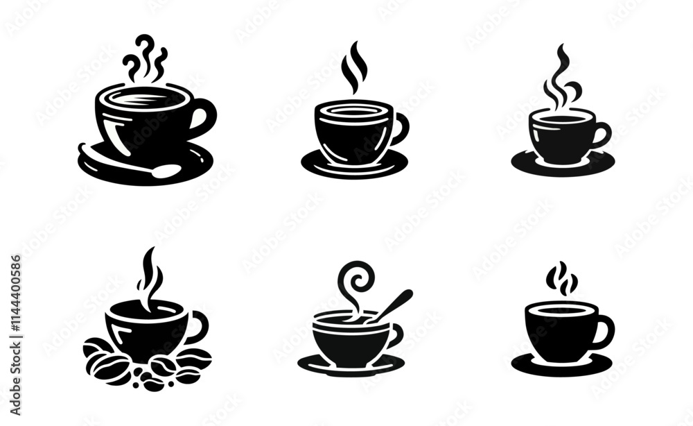 Coffee silhouette logo icon black white design Coffee silhouette logo icon black white design