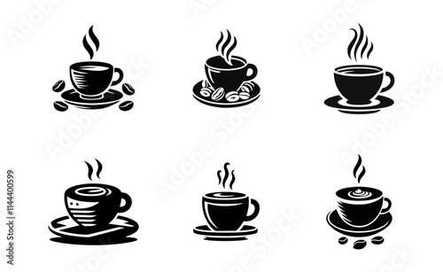 Coffee silhouette logo icon black white design