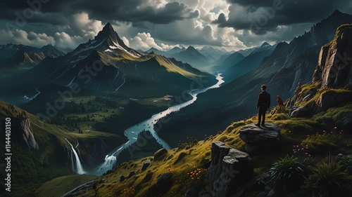 landscape with lake and mountains