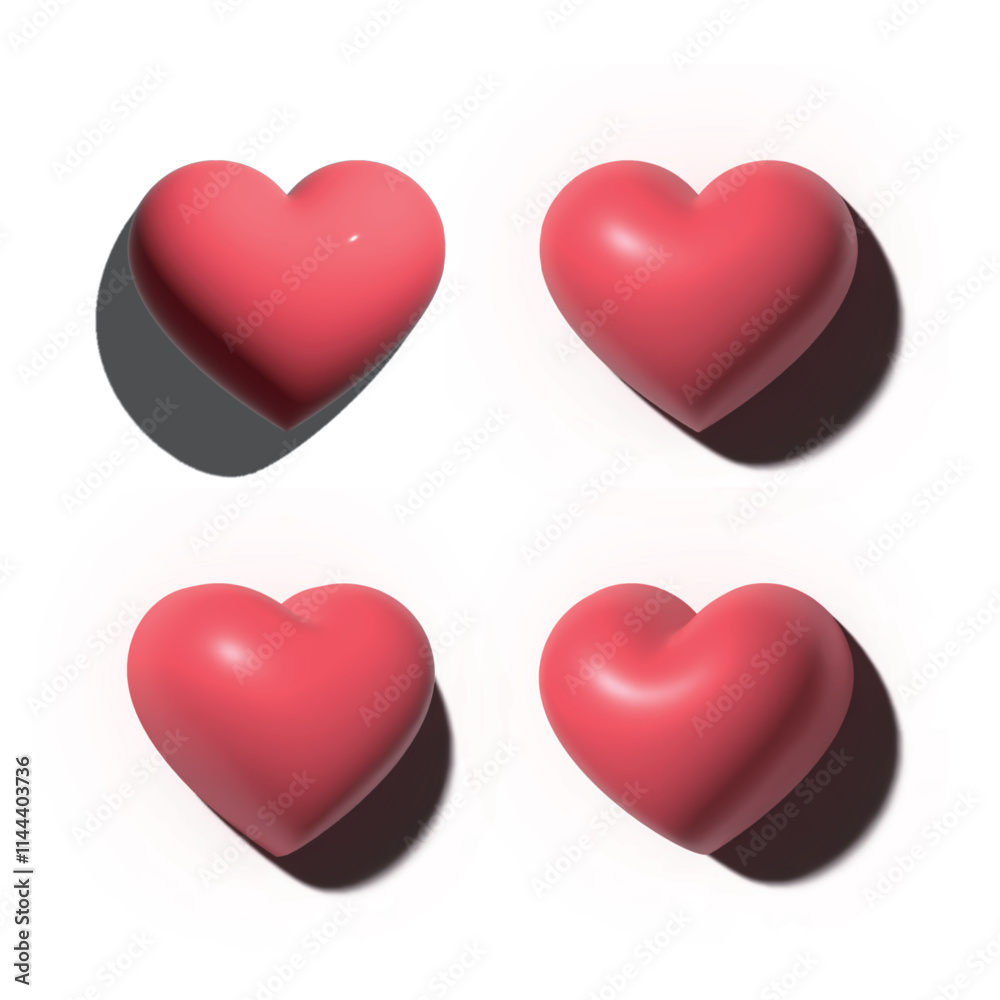 3D stereoscopic Love, Heart illustration set. 3D stereoscopic Love, Heart illustration set.
