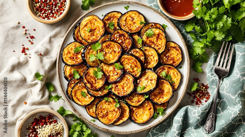 Laotian Fried Eggplant with Garlic Soy Glaze A Crispy and Tangy Vegetable Dish Laotian Fried Eggplant with Garlic Soy Glaze A Crispy and Tangy Vegetable Dish