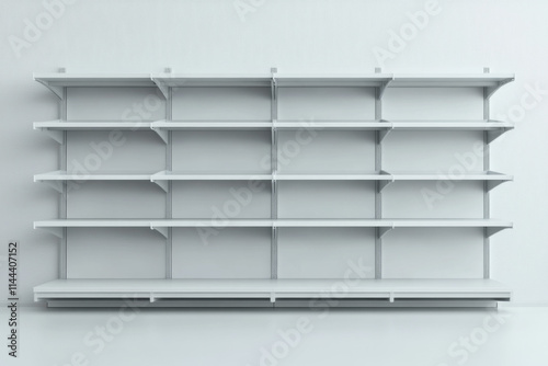 Wallpaper Mural mockup of empty retail shelves with wobblers and shelf talkers.  Torontodigital.ca