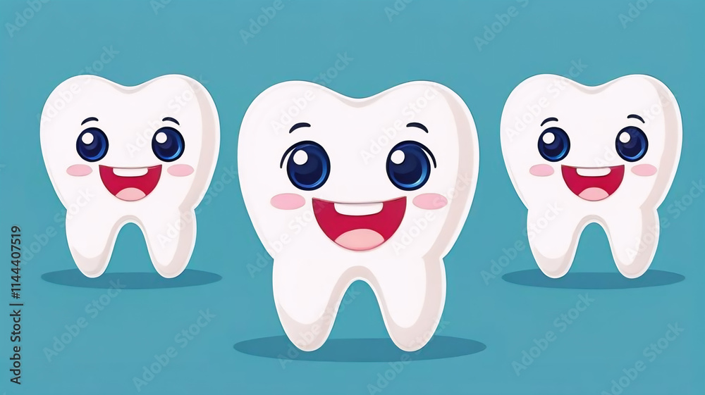Fototapeta premium Funny teeth model in flat style