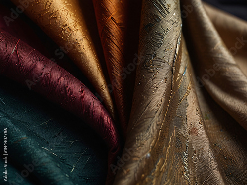 Colorful fabrics soft exquisite texture ornate textile