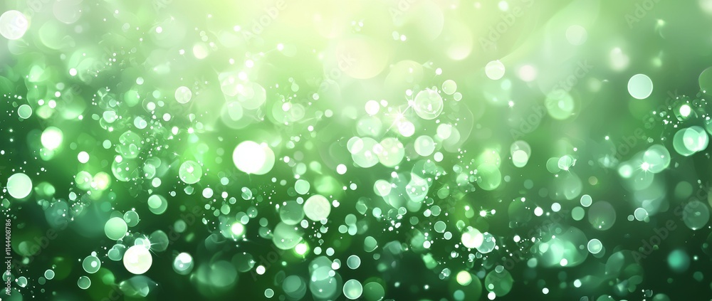 Green blurred bokeh lights in a spring-themed abstract banner. Green blurred bokeh lights in a spring-themed abstract banner.