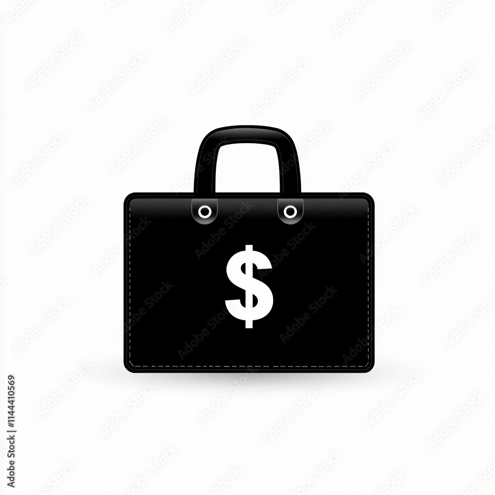 Minimalist black vector logo or icon of a briefcase with a dollar symbol, representing financial consultancy and services Minimalist black vector logo or icon of a briefcase with a dollar symbol, representing financial consultancy and services
