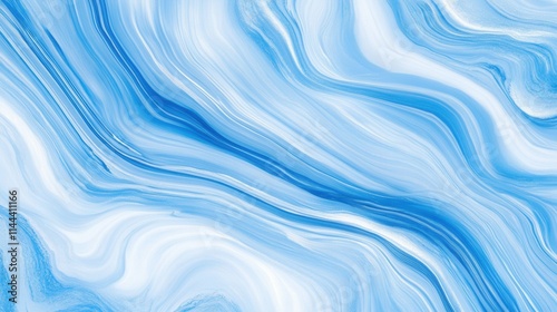 Serene Abstract Blue Waves with Soft White Ribbons of Color Flowing