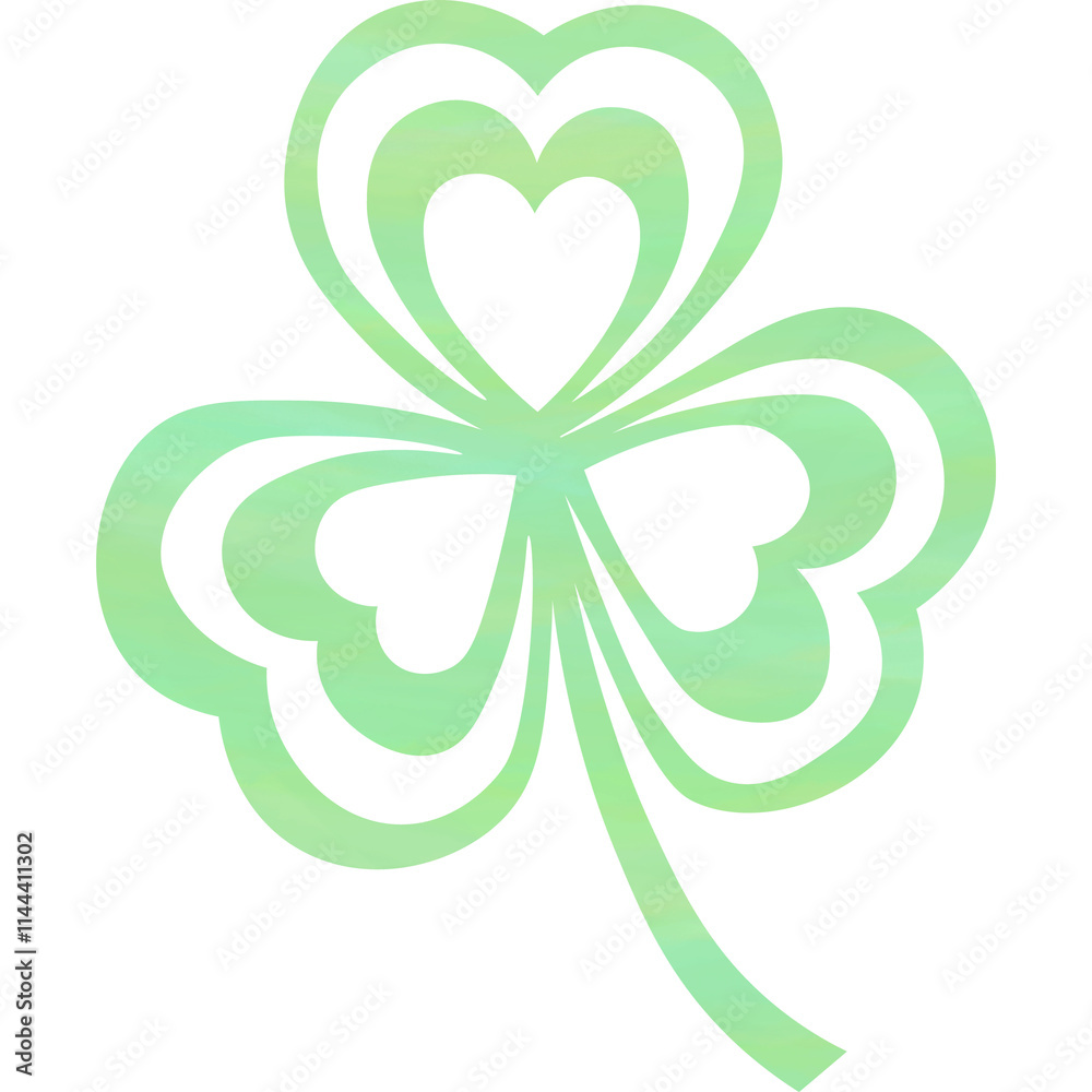 Illustration of a beautiful watercolor patterned three-leaf icon. Illustration of a beautiful watercolor patterned three-leaf icon.