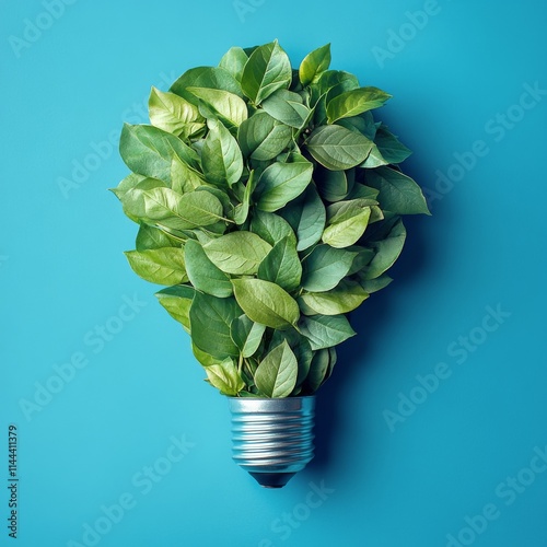 Creative light bulb design with green leaves symbolizing eco-friendly energy ...