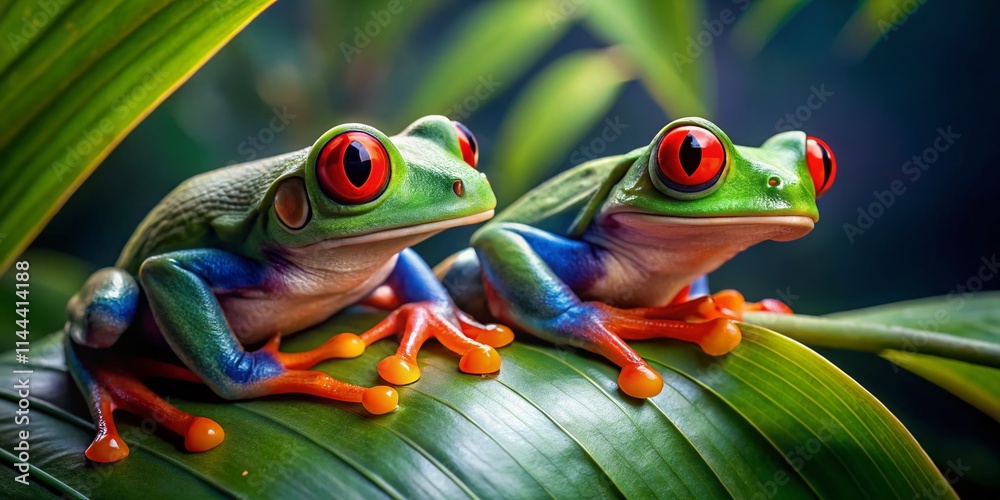 Red-Eyed Tree Frog Leaf Macro Photography, Amazon Rainforest Amphibian, Green Leaf, Wildlife, Nature Red-Eyed Tree Frog Leaf Macro Photography, Amazon Rainforest Amphibian, Green Leaf, Wildlife, Nature