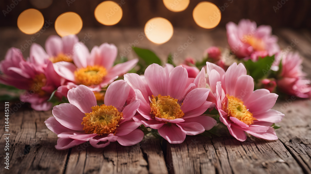 wooden background with flowers with empty space for greeting message. Love and greeting concept design. AI generated image, ai wooden background with flowers with empty space for greeting message. Love and greeting concept design. AI generated image, ai