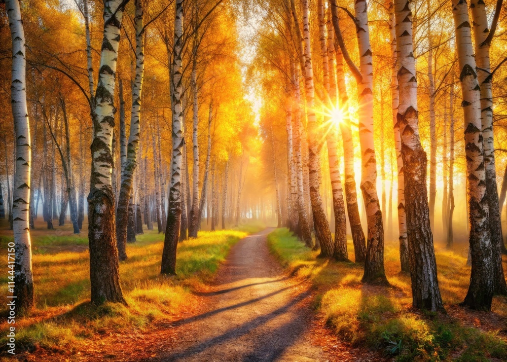 Magical Autumn Birch Grove Long Exposure Photography - Enchanted Forest Scene Magical Autumn Birch Grove Long Exposure Photography - Enchanted Forest Scene