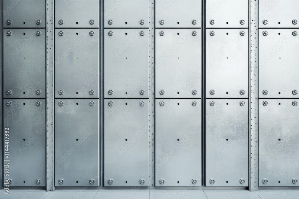 Fototapeta premium Metal panels set against a white backdrop. 