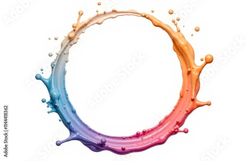 Circle Liquid Colorful Frame with Copy Space Isolated on White Background.