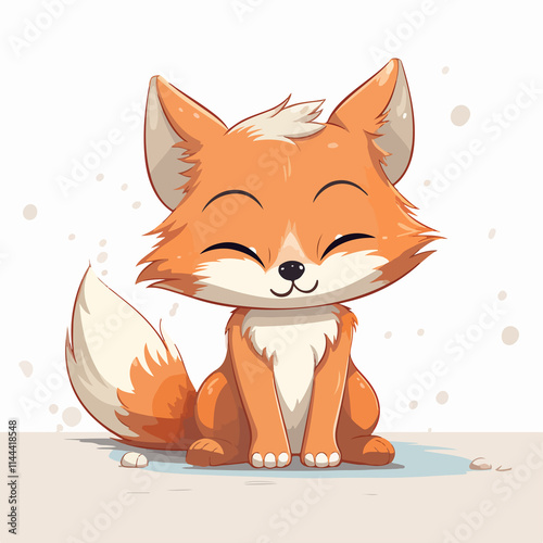 Adorable fox crying cartoon illustration for emotional design projects photo