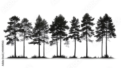 Wallpaper Mural silhouette of pine forest on white, Redwood tree-line silhouette	
 Torontodigital.ca