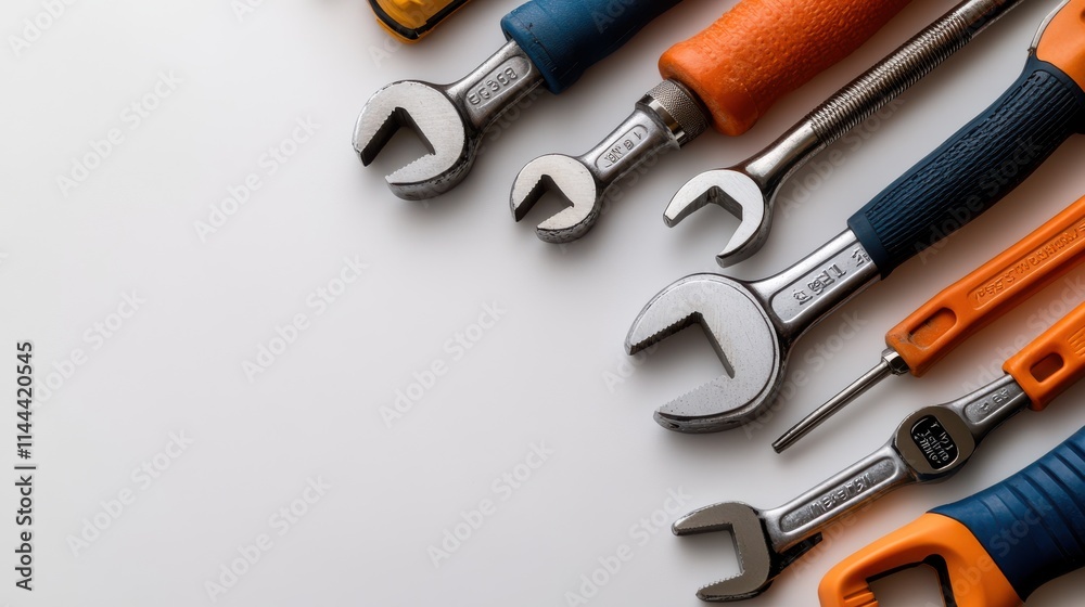 An assortment of mechanical and plumbing tools neatly arranged, symbolizing precision and readiness for any technical task or repair. An assortment of mechanical and plumbing tools neatly arranged, symbolizing precision and readiness for any technical task or repair.