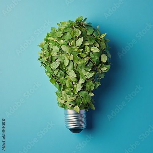 Creative light bulb design with green leaves symbolizing eco-friendly energy ...