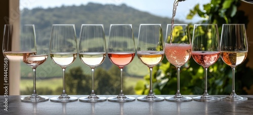 Colorful variety of sparkling beverages in glasses captured during a festive ...