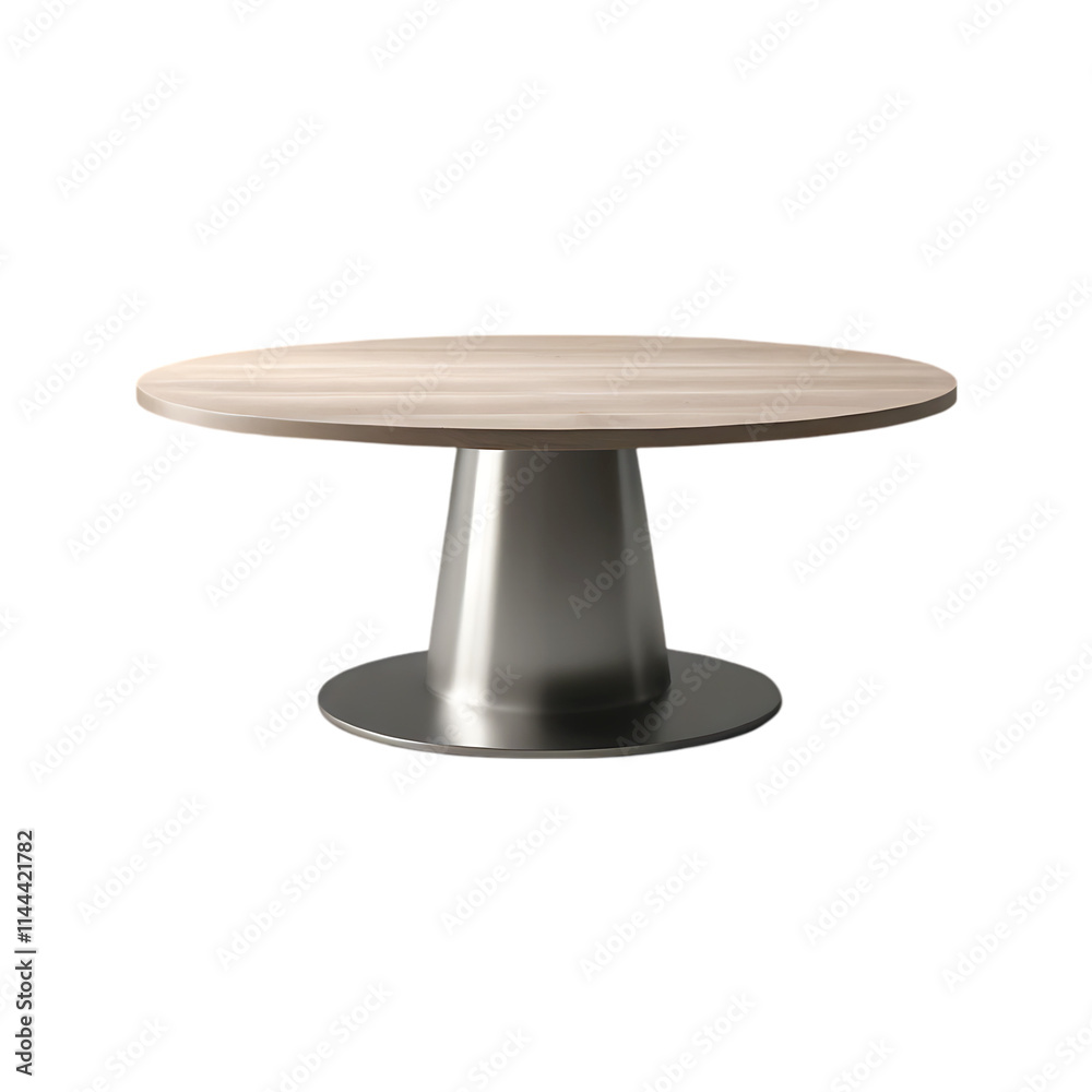Modern round wooden table isolated on transparent background Modern round wooden table isolated on transparent background