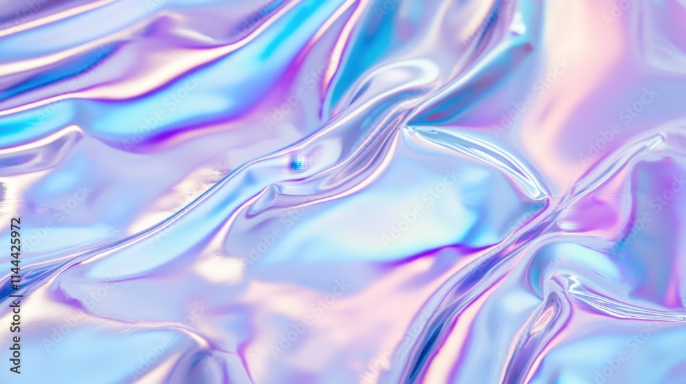 Fototapeta premium Iridescent Abstract Textile Surface with Smooth Flowing Waves and Colors