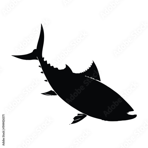 Fish icon black silhouette. Fisheries logo symbol