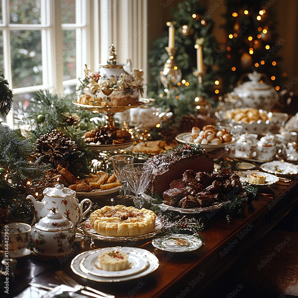 Naklejka premium English Christmas festive dinner 