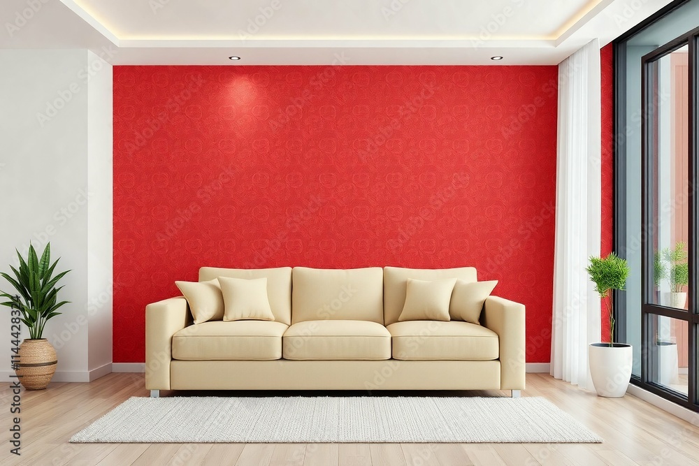 Fototapeta premium red sofa in a room