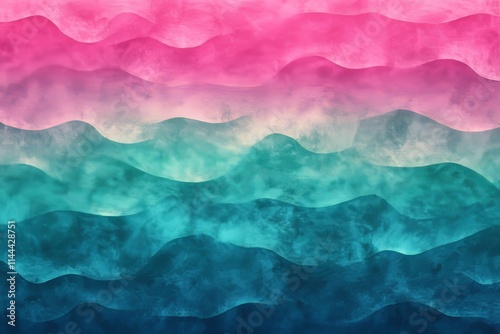 Psychedelic pink teal gradient background, vivid waves texture, event flyer, seamless transitions, Generative AI