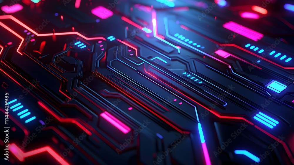 Fototapeta premium Abstract digital circuit board concept with glowing lines, ideal for tech and electronics presentations