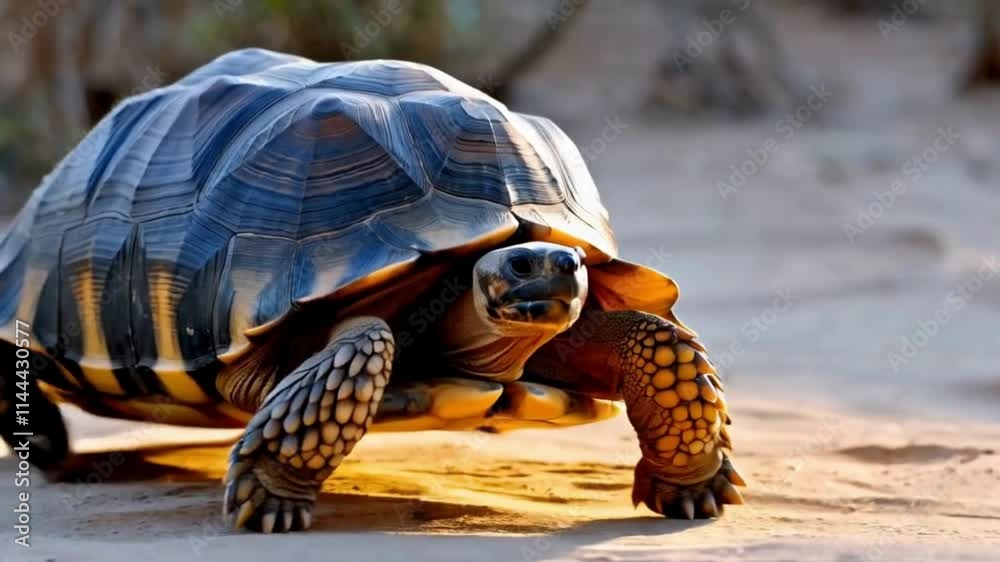 Starlings high resolution cinematic nature animal video footage, Close up African spurred tortoise resting,cute anima
