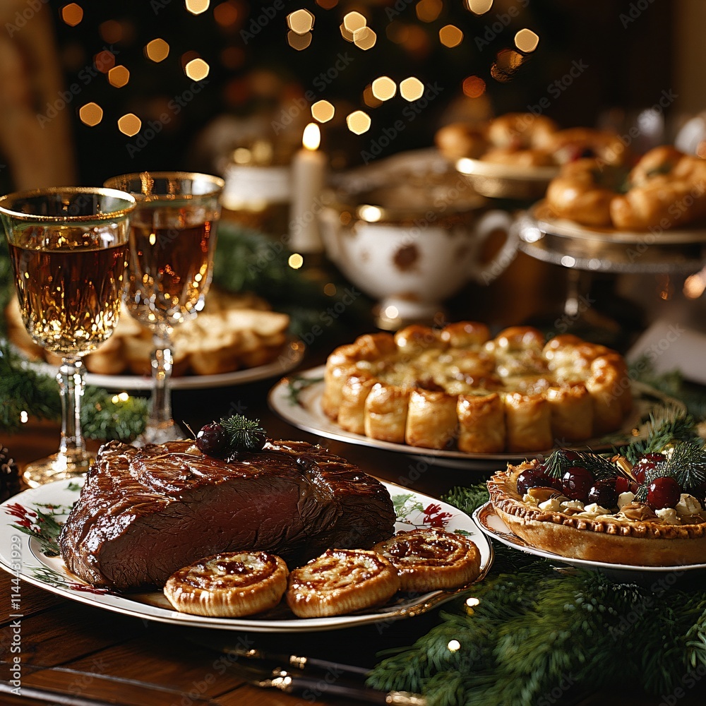 Fototapeta premium traditional english christmas foods