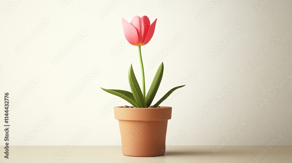 Vibrant Tulip Flower in Pot - Vector Isolated Single 2D Flat Design Vibrant Tulip Flower in Pot - Vector Isolated Single 2D Flat Design