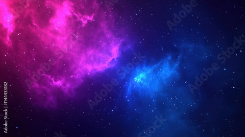 Vibrant Cosmic Clouds of Purple and Blue in the Starry Night Sky