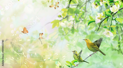 Birds Singing Spring Background 