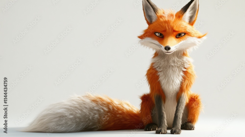 Obraz premium a red fox sitting on a white background