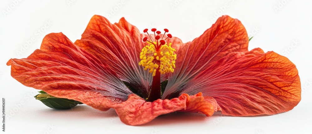 Obraz premium close up of a red hibiscus flower on a white background