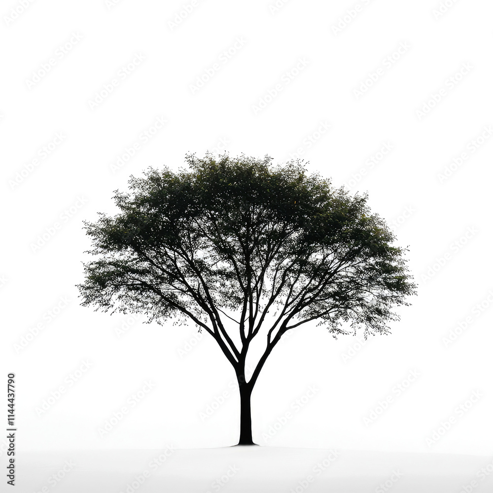 Obraz premium Single tree on white background.