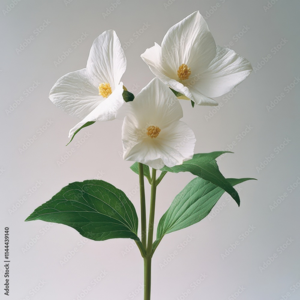 Fototapeta premium three white flowers on a stem