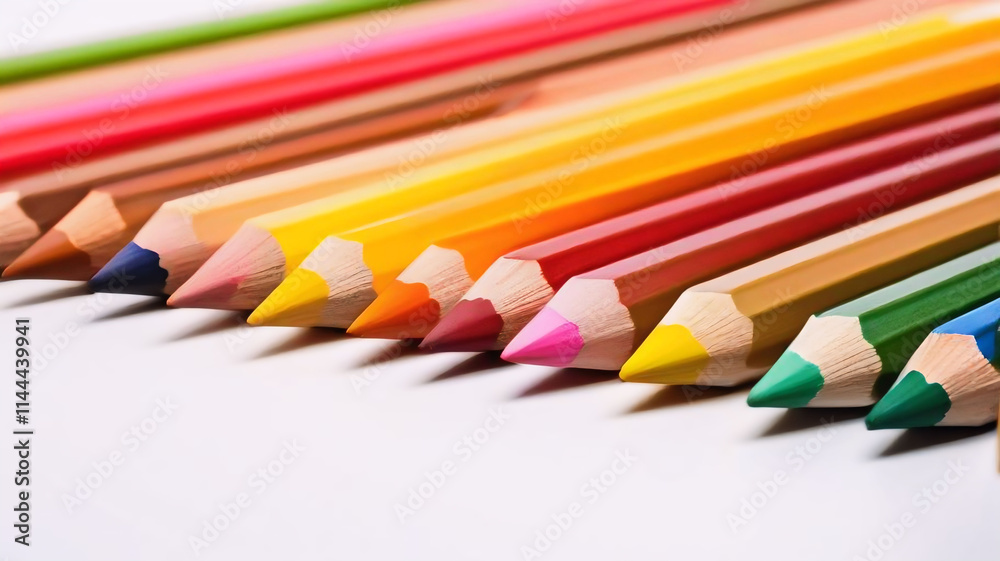 Colored pencils on a white background Colored pencils on a white background