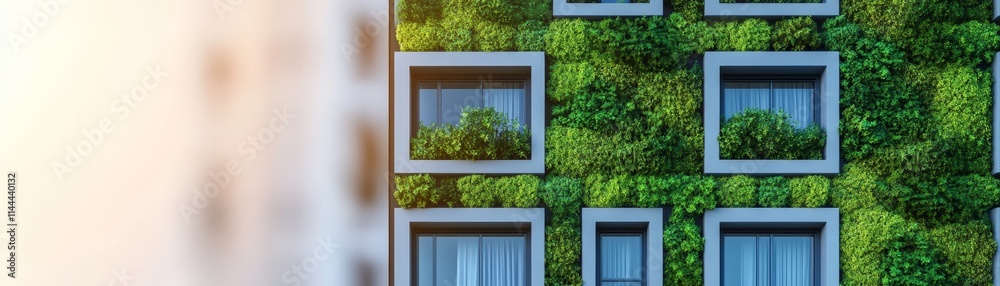 Sustainable architecture concept showing a building with a living green wall reducing CO2 levels sustainable green building eco-friendly building green architecture. Environmental sustainability. Sustainable architecture concept showing a building with a living green wall reducing CO2 levels sustainable green building eco-friendly building green architecture. Environmental sustainability.