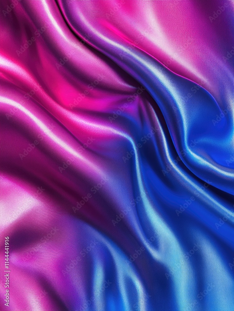 High-resolution image of a glossy, shimmering metallic liquid fabric texture with vibrant pink and blue hues. Suitable for fashion or design purposes. High-resolution image of a glossy, shimmering metallic liquid fabric texture with vibrant pink and blue hues. Suitable for fashion or design purposes.