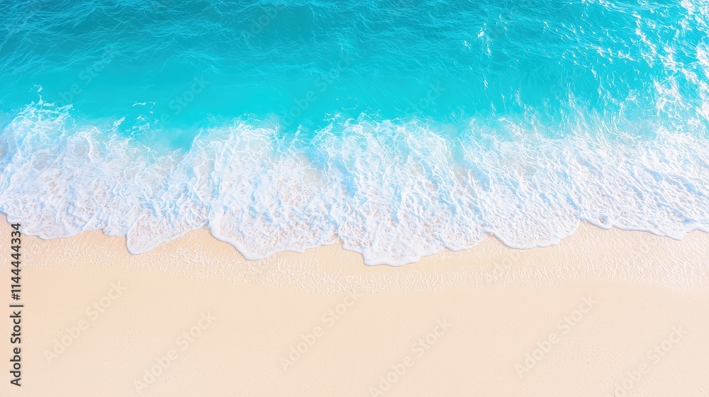 Turquoise ocean waves breaking on a white sandy beach. Turquoise ocean waves breaking on a white sandy beach.