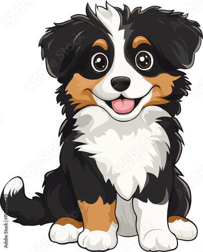 Cute Australian Shepherd cartoon vector on white background