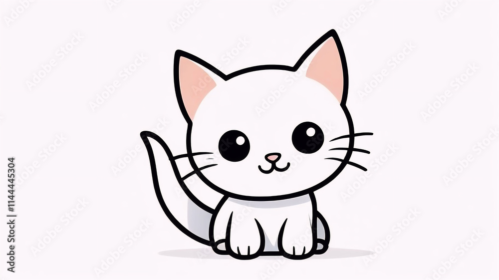 Cute cat drawing in flat style Cute cat drawing in flat style